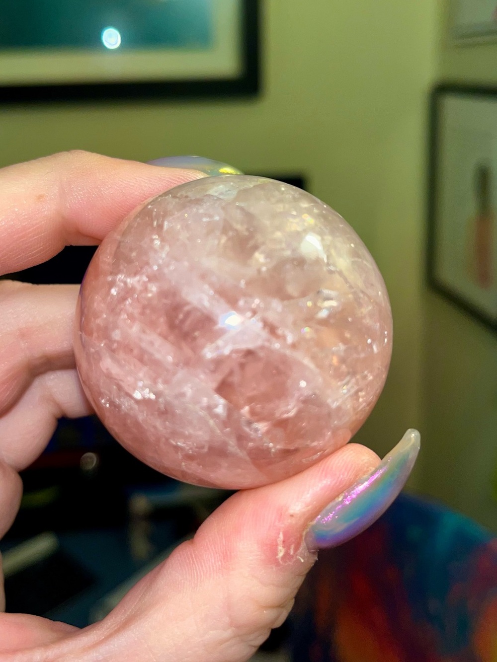 Excellent quality sparkly Rose Quartz Crystal Sphere - Blush Pink Healing Stone